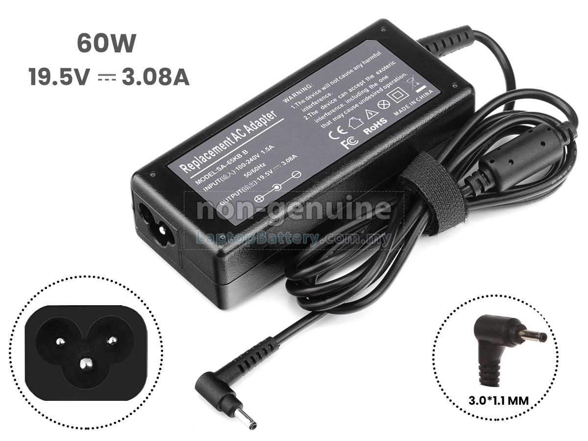 Asus 19.5V 3.08A 60W 3.0*1.1MM replacement adapter
