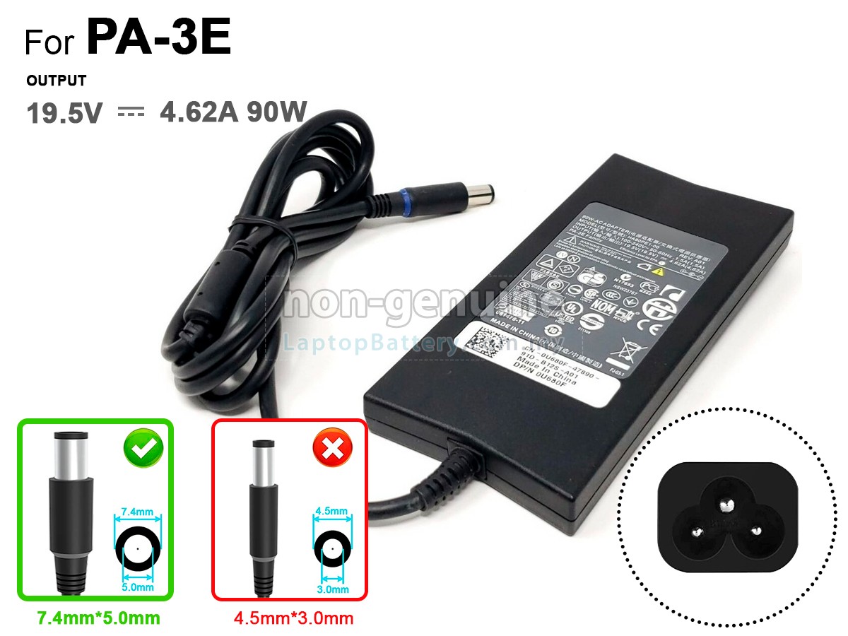 Dell 90W 19.5V-4.62A BLACK replacement adapter