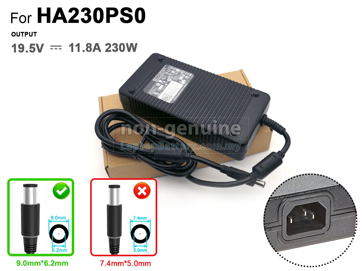 Dell 230W 19.5V-11.8A 100-240V~3.2A 50/60HZ replacement adapter