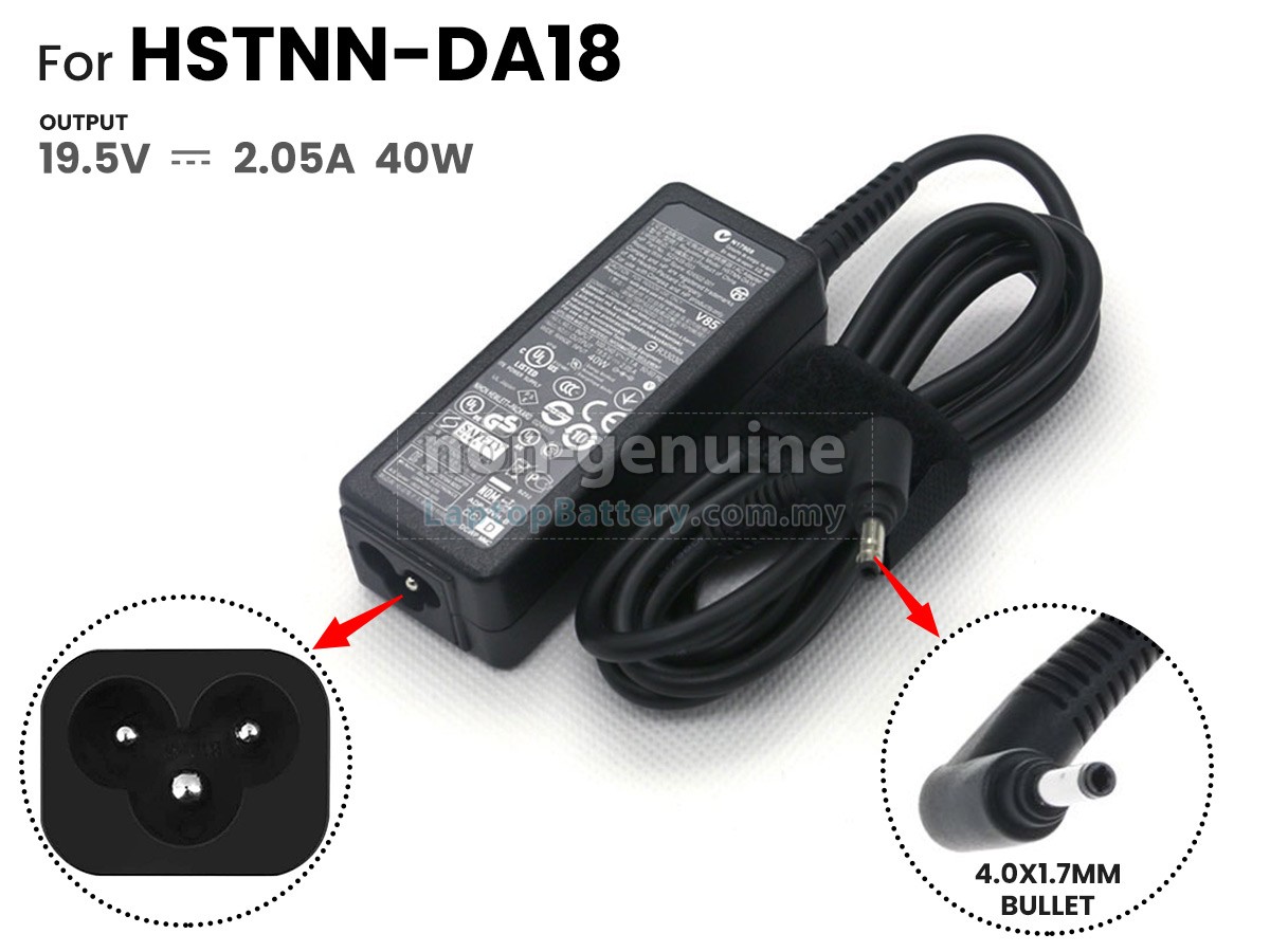 thumbnail image 2 of HP 40W Laptop Charger For Mini Notebooks – 19.5V 2.05A AC Adapter (Genuine, 622435-xx 624502-xx) 2 of 5