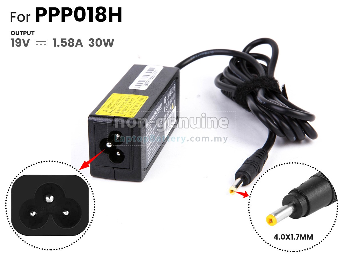 HP 30W 19V-1.58A 100-240V~1.6A 50/60HZ replacement adapter