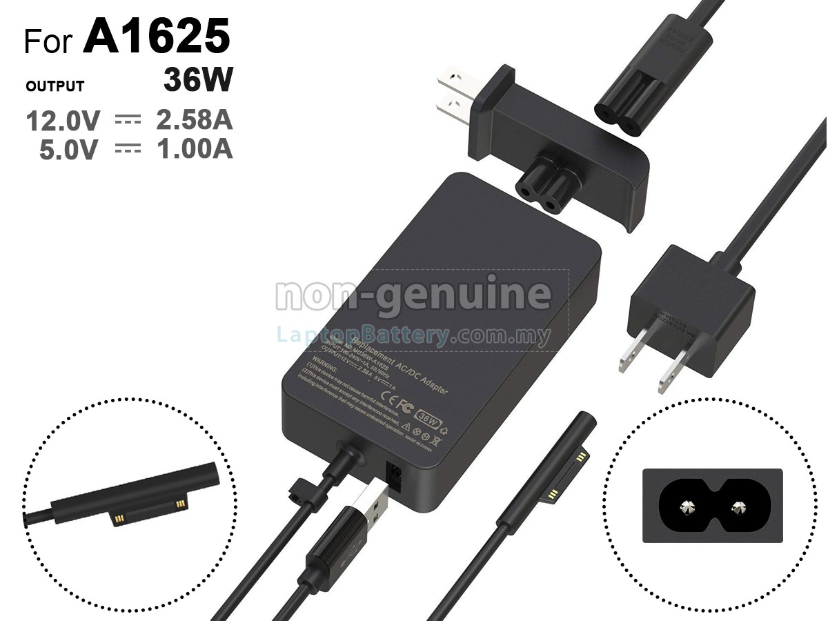 Microsoft 36W 12V 2.58A replacement adapter
