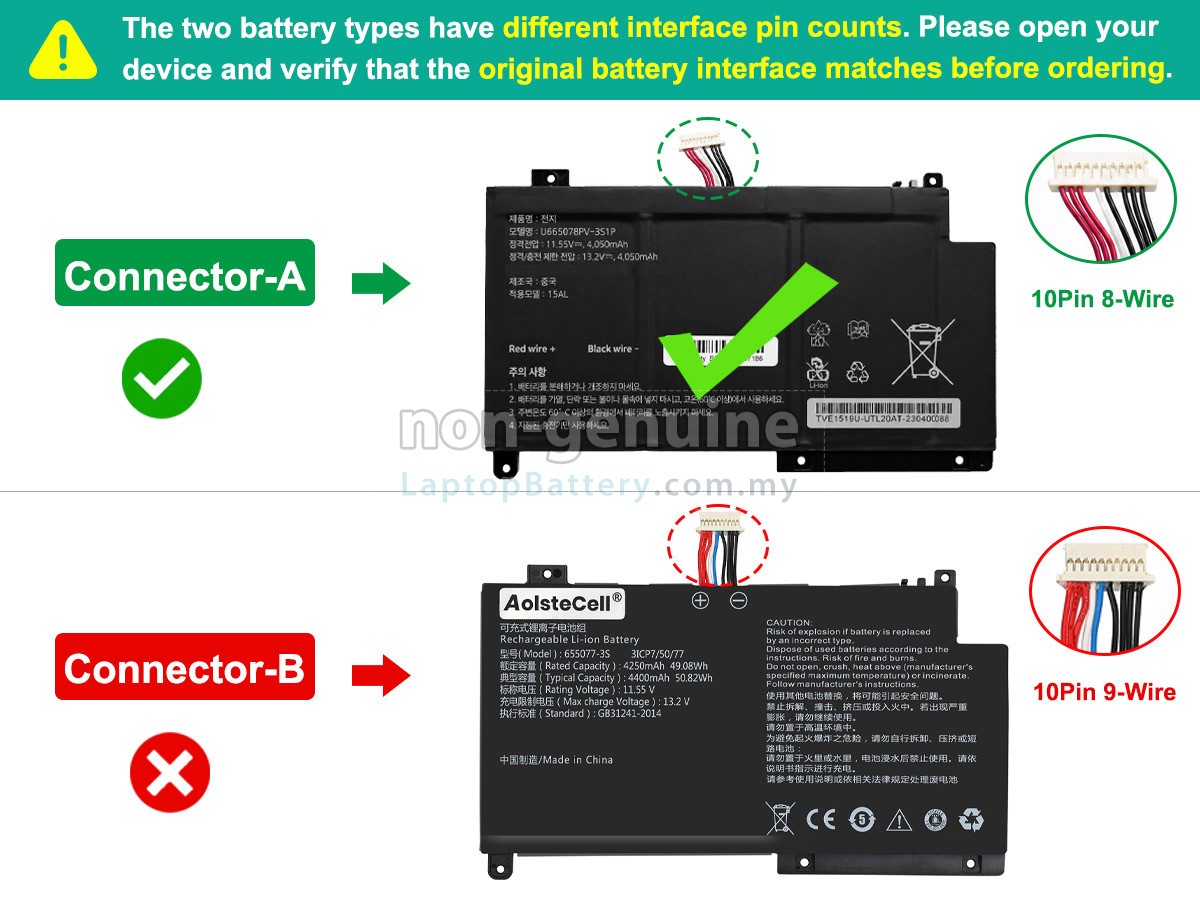 AolsteCell U665078PV-3S1P replacement battery