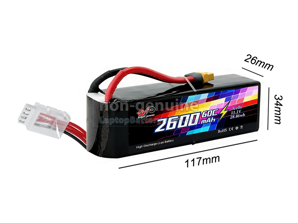 AolsteCell 11.1V 2600MAH 60C XT60 JST-XH 4P replacement battery