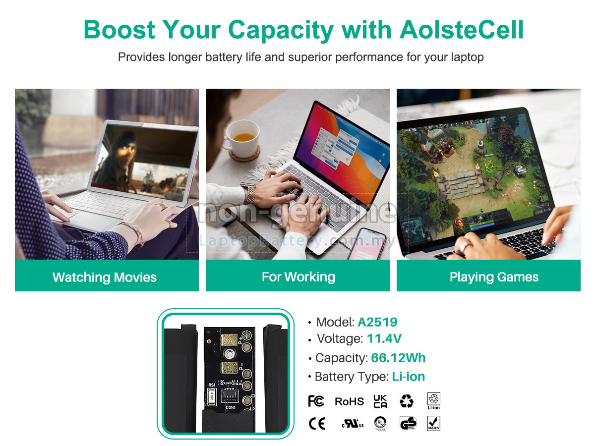 Apple MacBook Pro 14-inch M1 Pro 8 CPU 14 GPU replacement battery