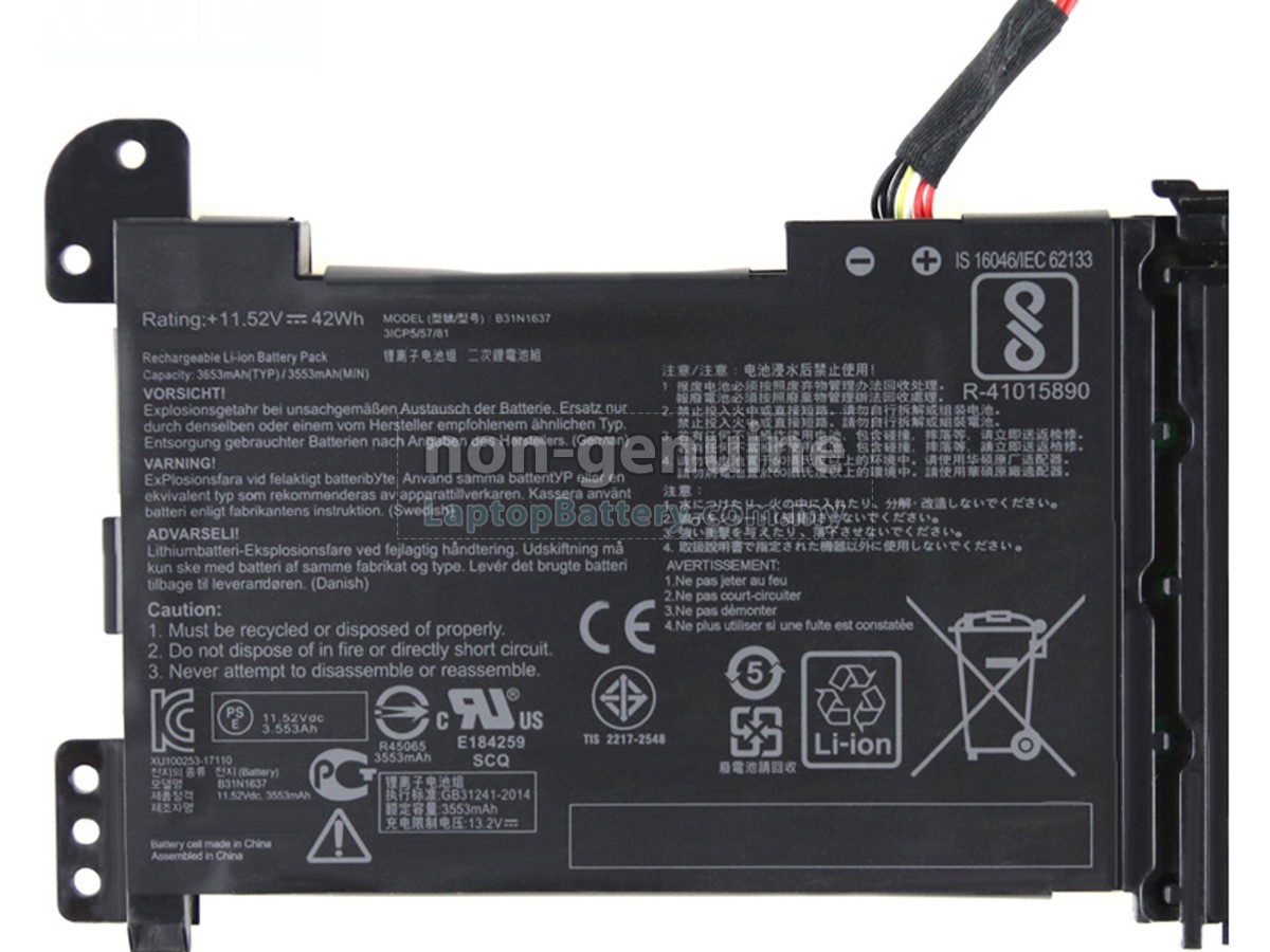 Asus B31N1637 battery,highgrade replacement Asus B31N1637 laptop