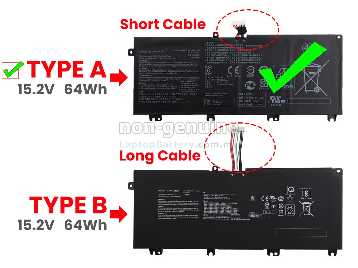 Asus B41N1711 replacement battery