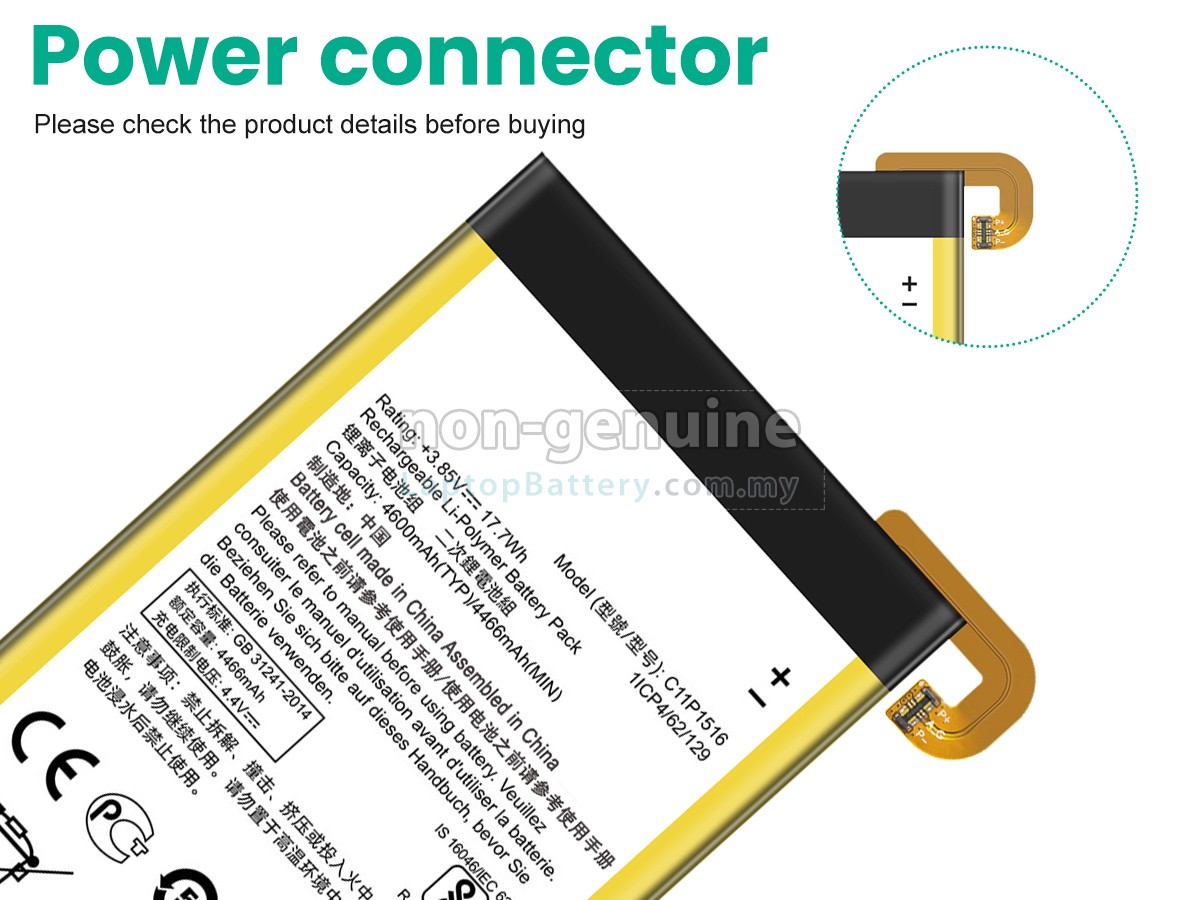 Asus C11P1516 replacement battery
