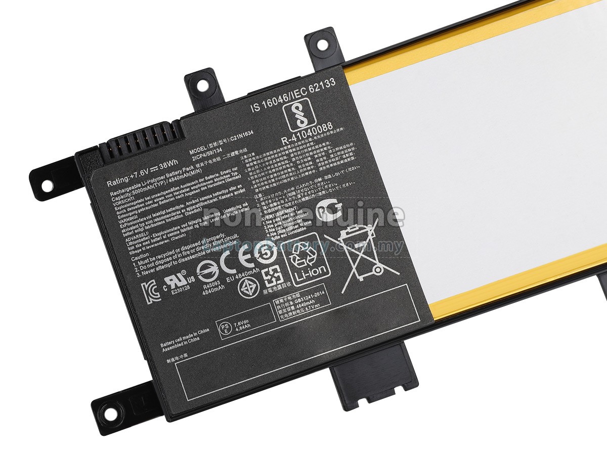 Asus R542UQ battery,high-grade replacement Asus R542UQ laptop battery from Malaysia(38Wh,2 cells)