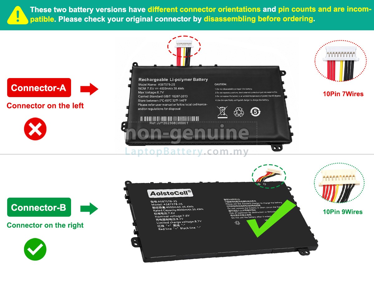 AXIOO 587578-2S replacement battery