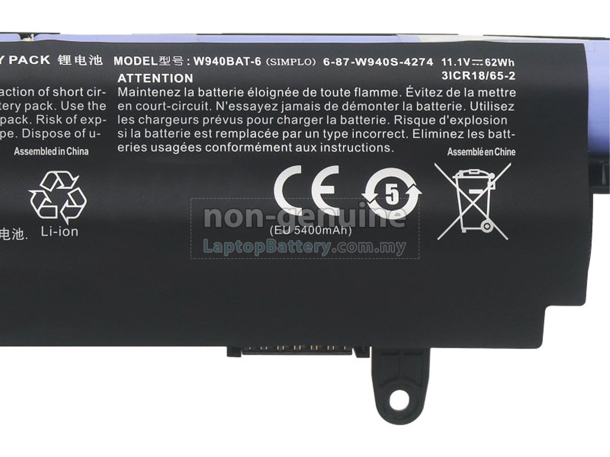 Clevo 6-87-W940S-4274 replacement battery