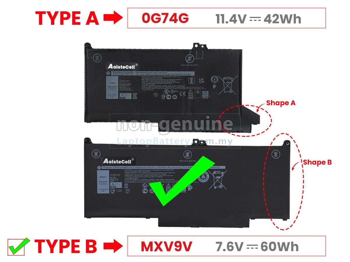 Replacement MXV9V 60Wh Battery For Dell Latitude 5300, 5310, 7300, 7400 Series