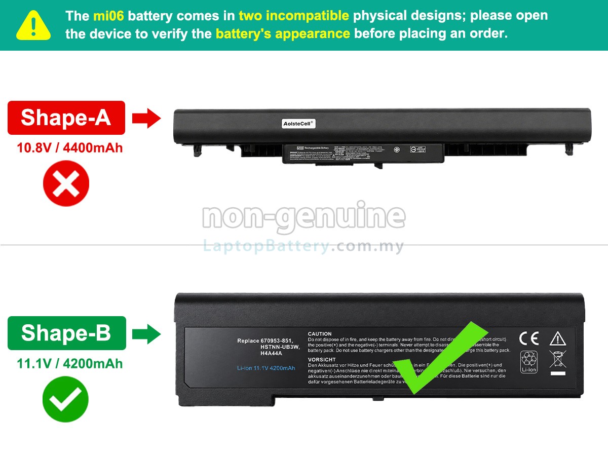 HP MI06 replacement battery