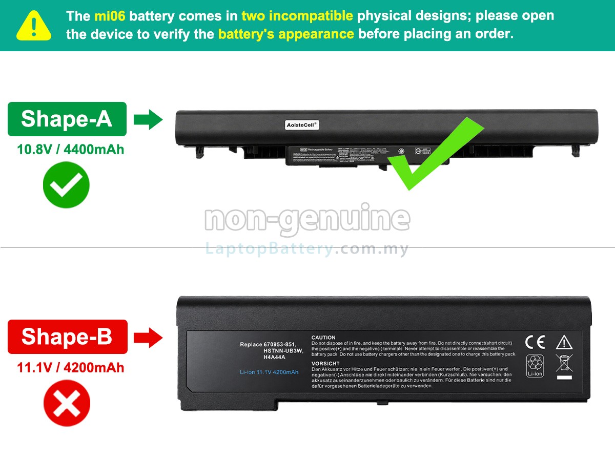 HP MI06 replacement battery