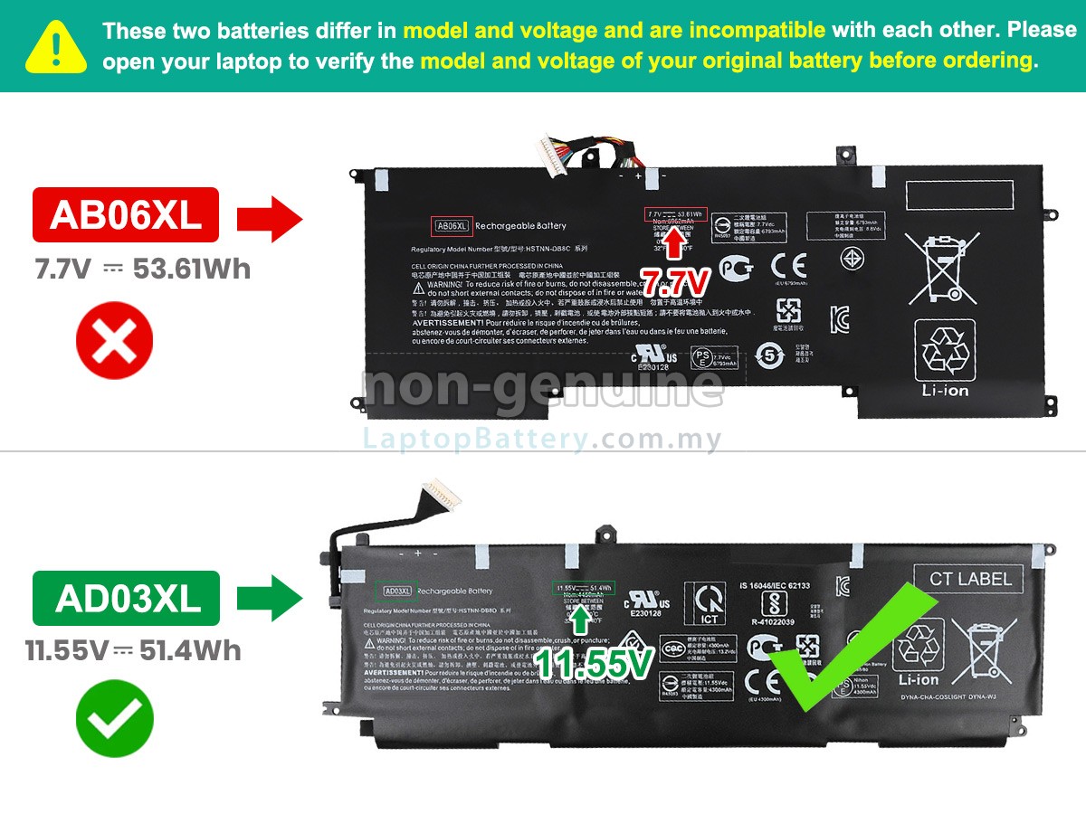 HP Envy 13-AD053TX replacement battery