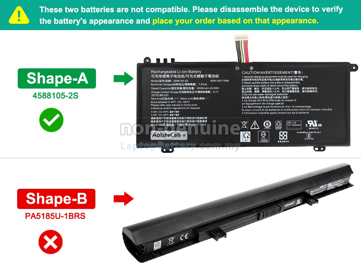 Toshiba A1PYU13E116A replacement battery