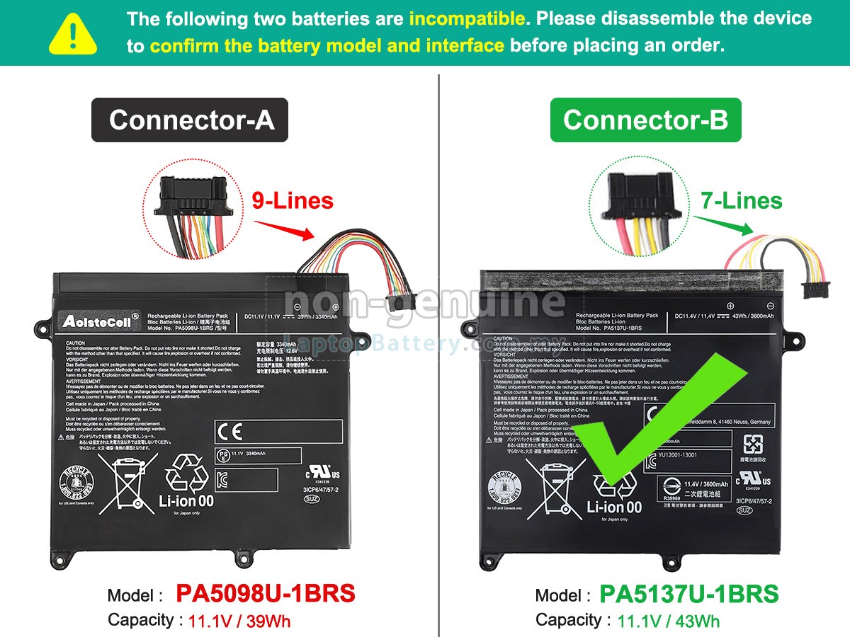 Toshiba PA5098U-1BRS-T1 replacement battery