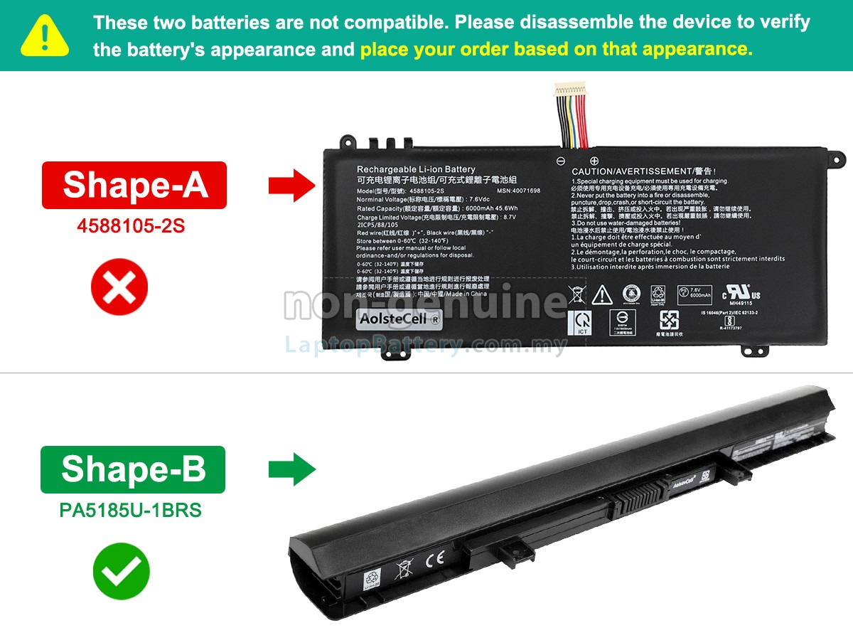 Toshiba A1PYU13E116A replacement battery